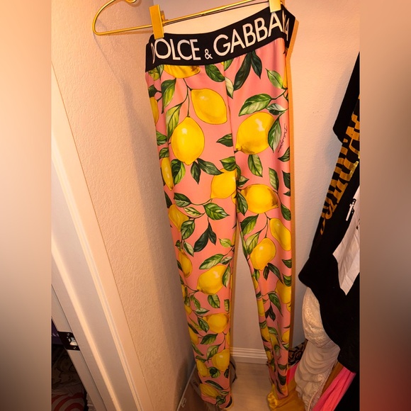 Dolce & Gabbana Pink Lemon Print Leggings